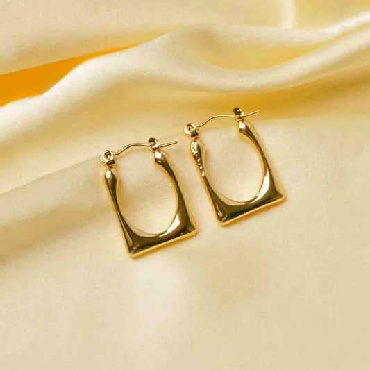 Golden Rectangular Hoops - 18K Gold Plated