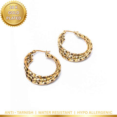 Triple Layered Wavy Hoops - 18K Gold Plated