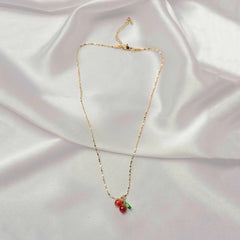 Cherry Golden Chain Necklace - 18K Gold Plated