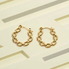Golden Link Chain Hoops - 18K Gold Plated