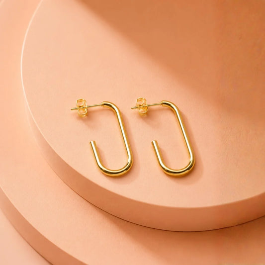 Golden Slim Hook Earrings - 18K Gold Plated