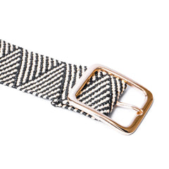 Raffia Black N Cream Chevron Belt