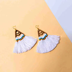 Macramé Wooden Tassel Earrings