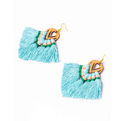 Macramé Wooden Tassel Earrings