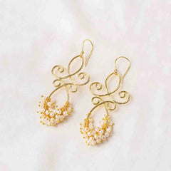 Traditional Filigree Frame Pearl Mogra Earrings