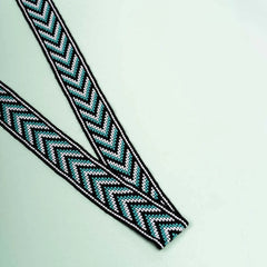 Beaded Black White N Turquoise String Belt