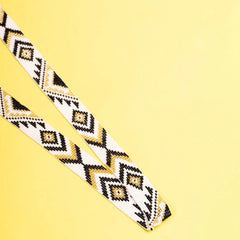 Beaded White Black N Gold Chevron Belt