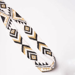 Beaded White Black N Gold Chevron Belt