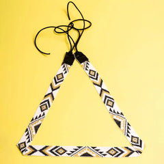 Beaded White Black N Gold Chevron Belt