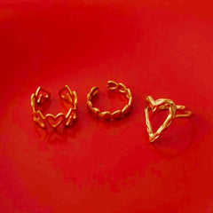 Pack of 3 Golden Textured Bold Rings