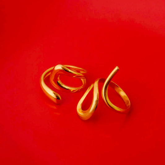 Pack of 2 Golden Assymetrical Rings
