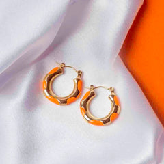 Bright Enamel Round Hoop - 18K Gold Plated