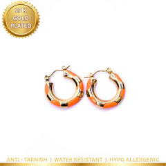 Bright Enamel Round Hoop - 18K Gold Plated