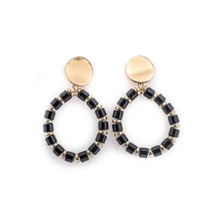 Glazed Golden Black Drop Earrings