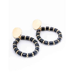 Glazed Golden Black Drop Earrings