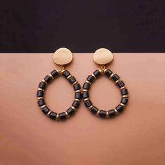 Glazed Golden Black Drop Earrings