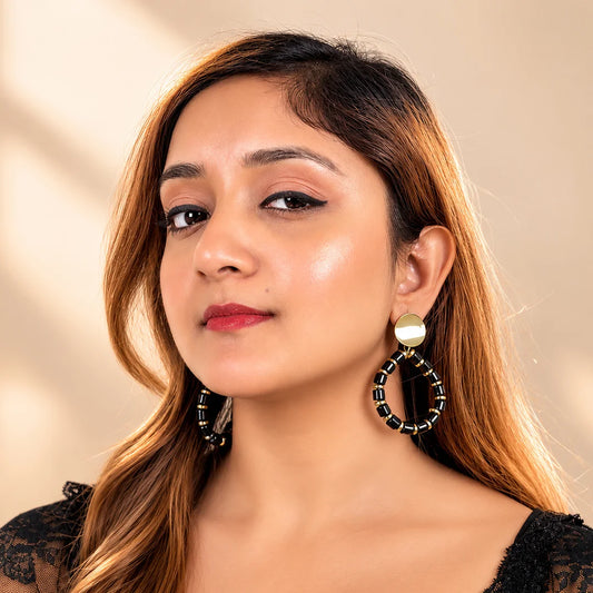 Glazed Golden Black Drop Earrings