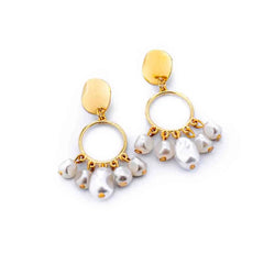 Gleaming Gold Baroque Pearl Dangle Earrings