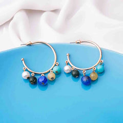 Circular Beaded Open Hoop Earrings