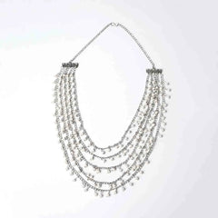 Silver Pearl Multi Layered Necklace