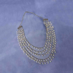 Silver Pearl Multi Layered Necklace