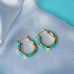 Bright Enamel Round Hoop - 18K Gold Plated