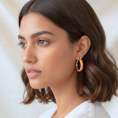Bright Enamel Round Hoop - 18K Gold Plated