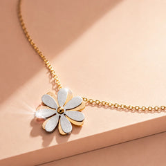 Golden Chain Silver Flower Spinning Necklace