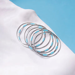 Silver Blue Enamel Bangles