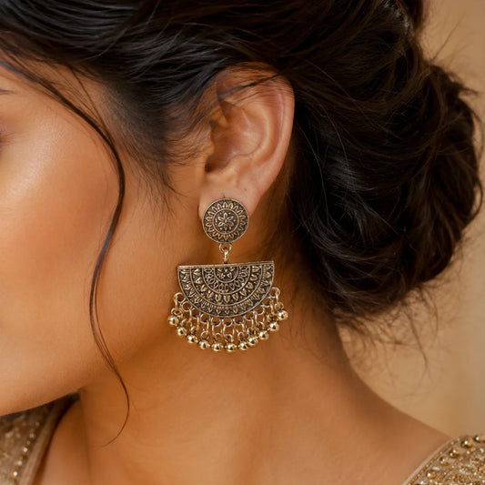 Intricate Antique Semi Circle Dangle Earrings