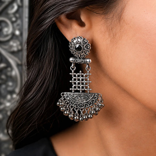 Intricate Oxidised Drop Earrings