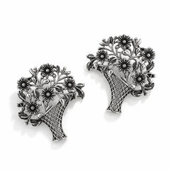 Oxidised Flower Vase Stud Earrings