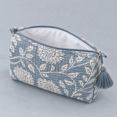 Grey & White Blossom Pouch Set