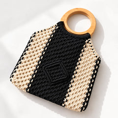 Monochrome Knot Macrame Hand Bag