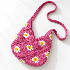 Pink Daisy Dream Crochet Bag