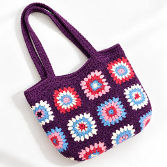 Violet Blossom Crochet Bag