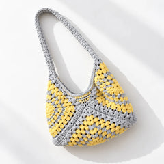 Lemon & Grey Knot Crochet Bag