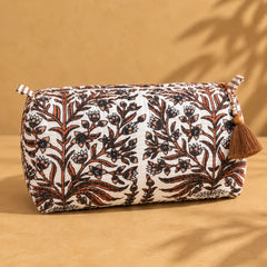 Brown Botanical Print Pouch