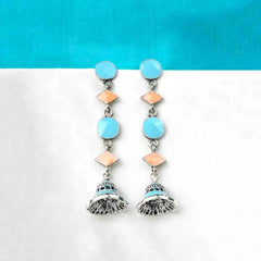 Bright Dual Coloured Geometric Dangling Earrings
