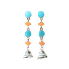 Bright Dual Coloured Geometric Dangling Earrings