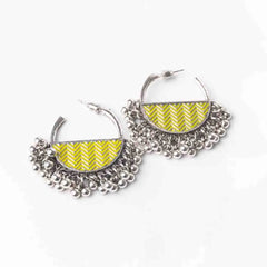 Enamelled Chevron Semi-circle Hoops