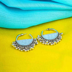 Enamelled Chevron Semi-circle Hoops