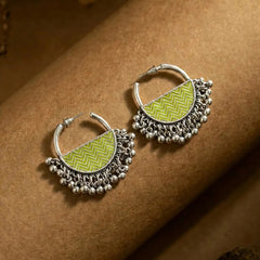 Enamelled Chevron Semi-circle Hoops