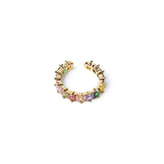 Golden Square Multicolour Gems Ring