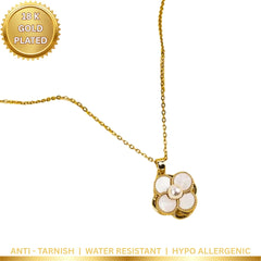 Pearl Floral Spinning Necklace - 18K Gold Plated