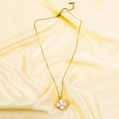Pearl Floral Spinning Necklace - 18K Gold Plated
