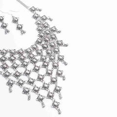 Silver Link Matinee and Earrings Set