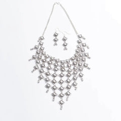 Silver Link Matinee and Earrings Set