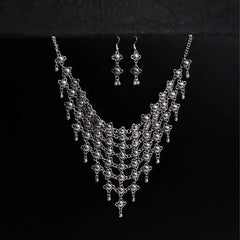 Silver Link Matinee and Earrings Set