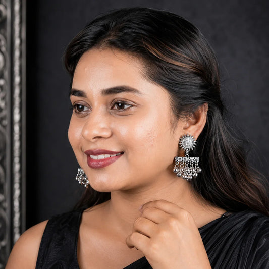 Oxidised Chakra Ghungroo Drop Earrings